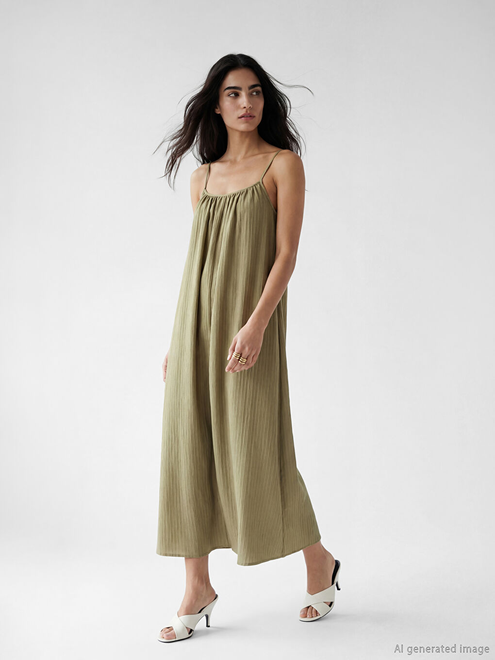 U Neck Strappy A Form Dress
