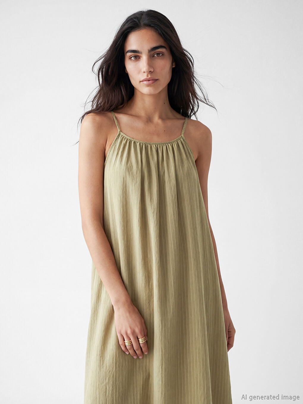 U Neck Strappy A Form Dress-1