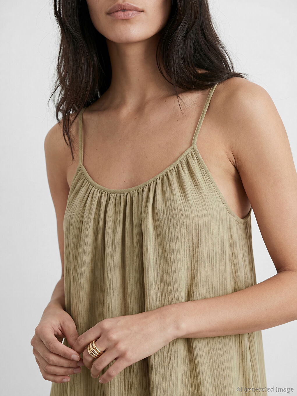 U Neck Strappy A Form Dress-2