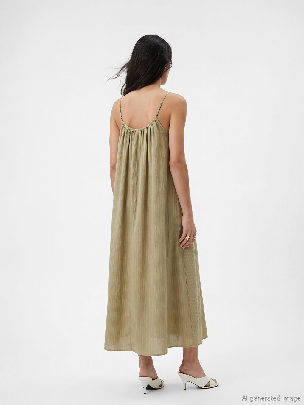 U Neck Strappy A Form Dress-3
