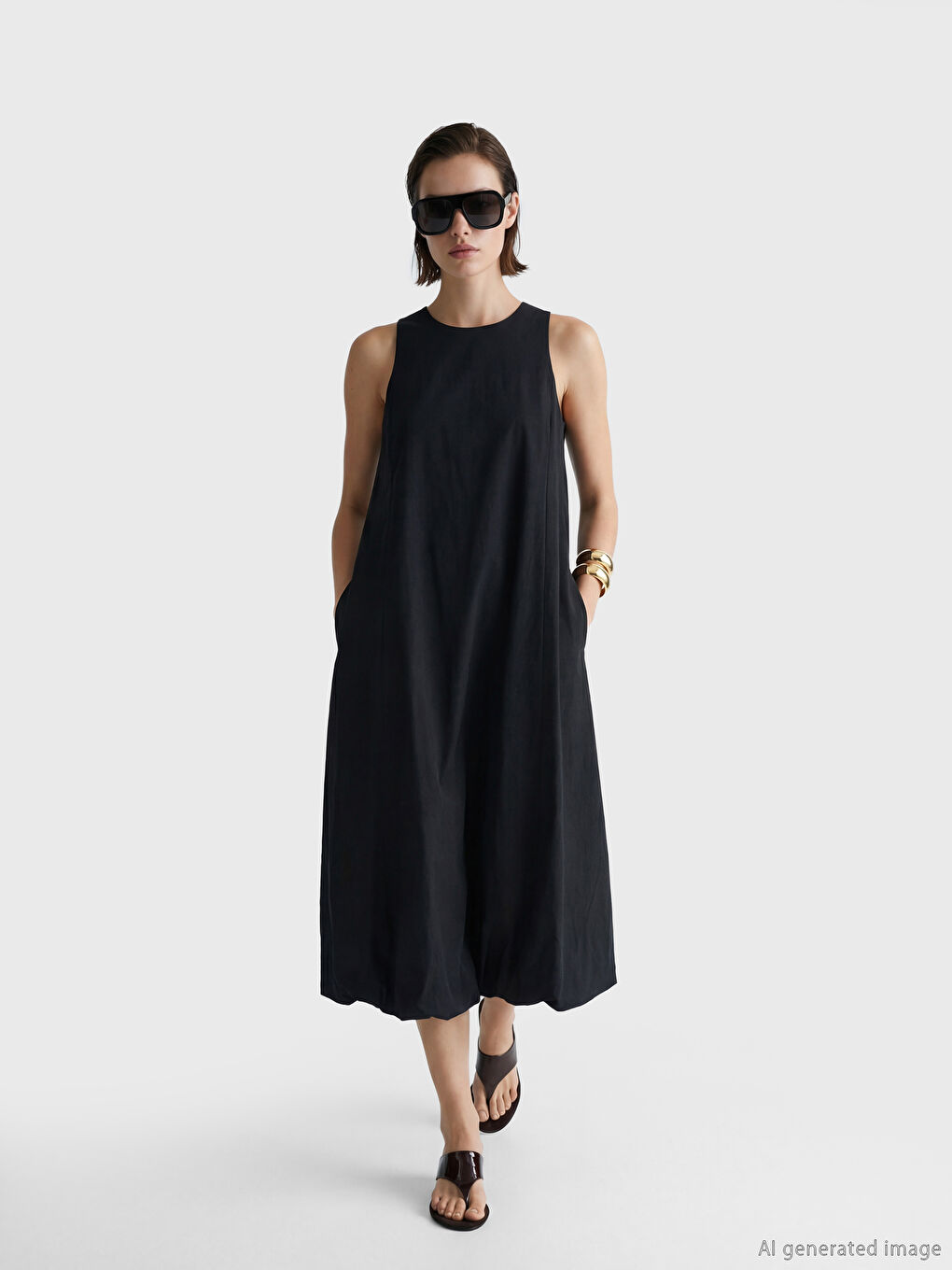 Ausschnitt A-Form Popeline Kleid