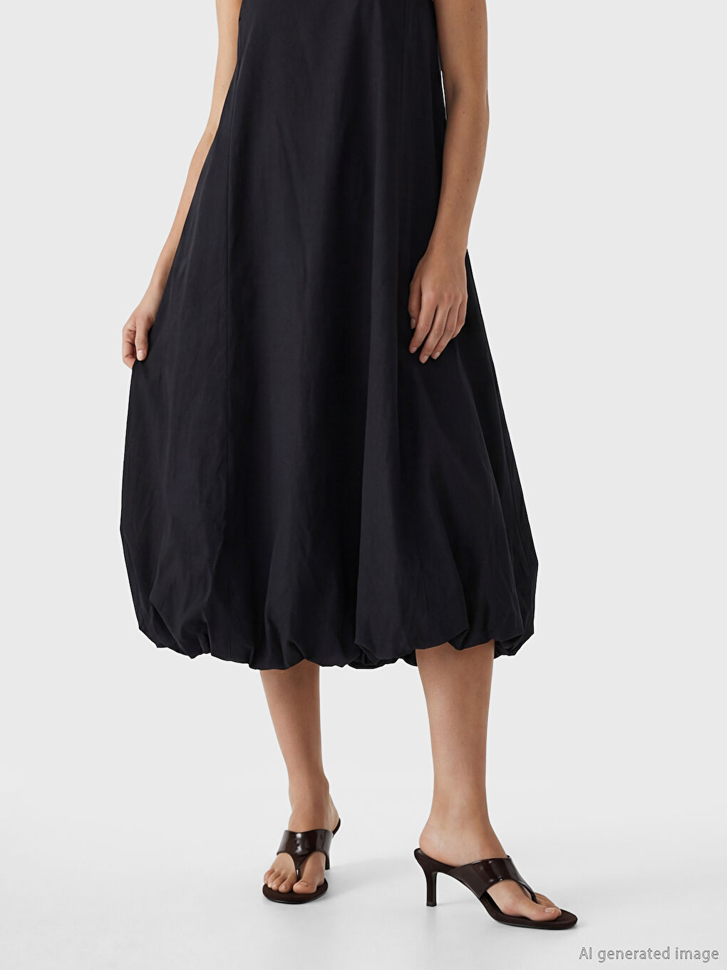 Ausschnitt A-Form Popeline Kleid-1