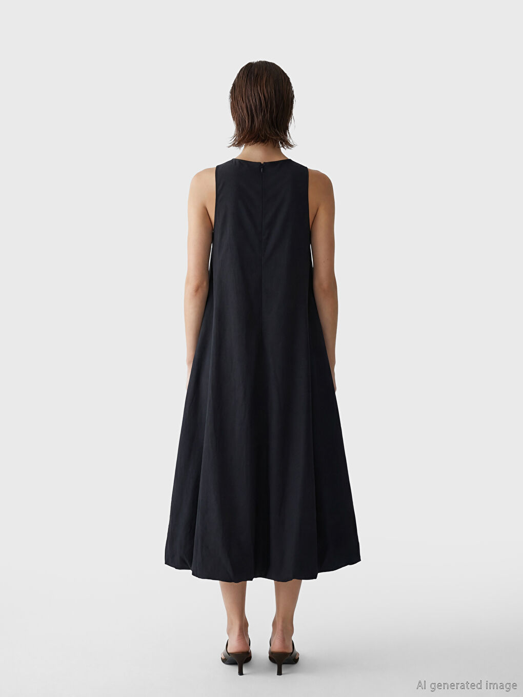 Ausschnitt A-Form Popeline Kleid-2