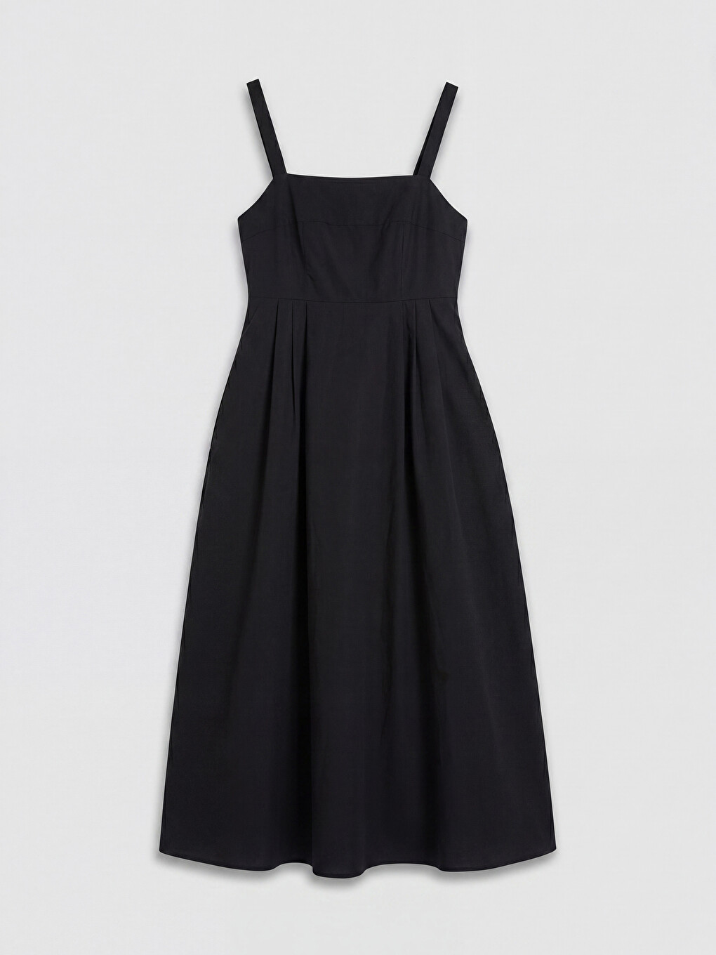 Square Neck A-Form Poplin Dress-4