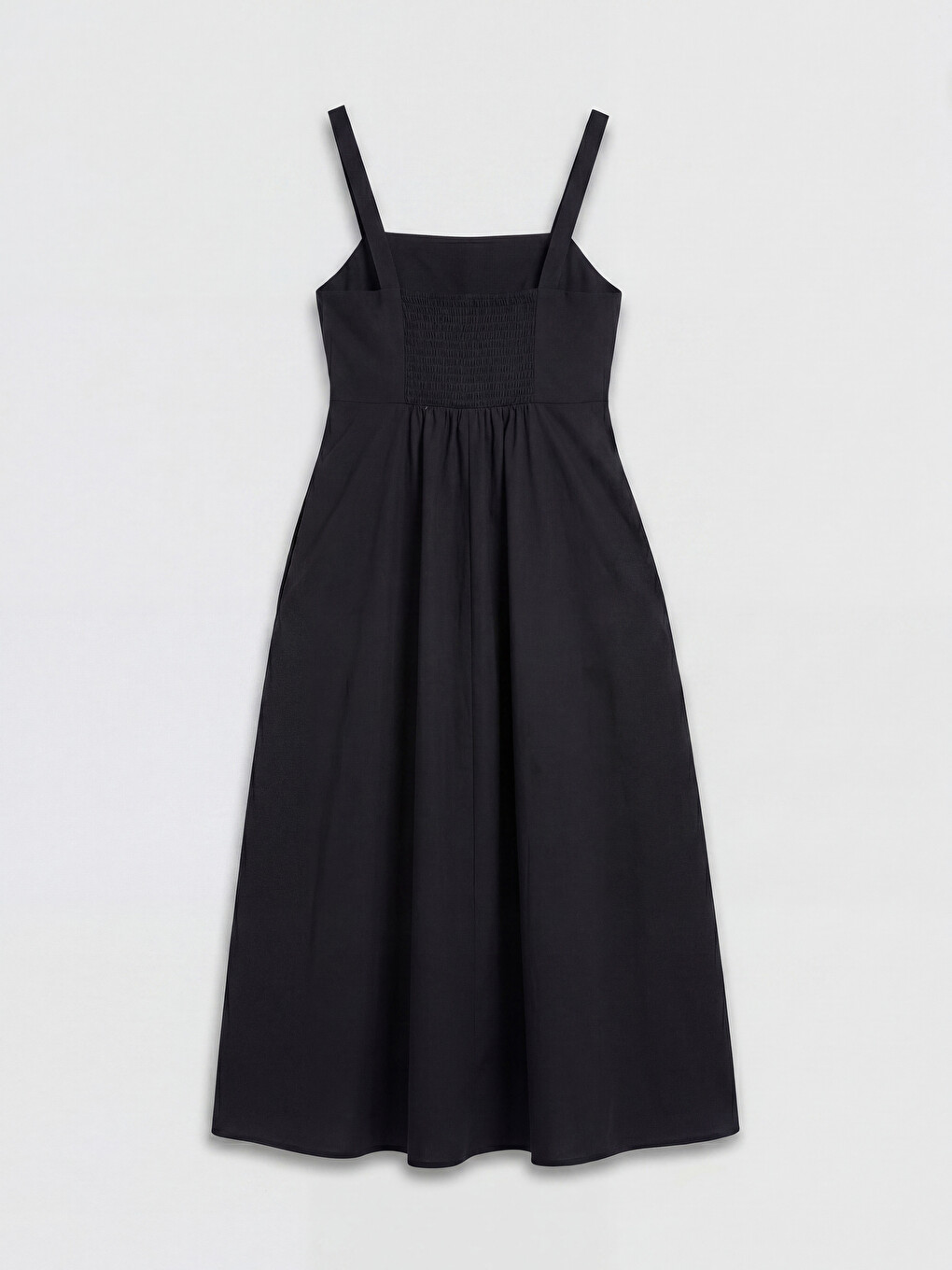 Square Neck A-Form Poplin Dress-5