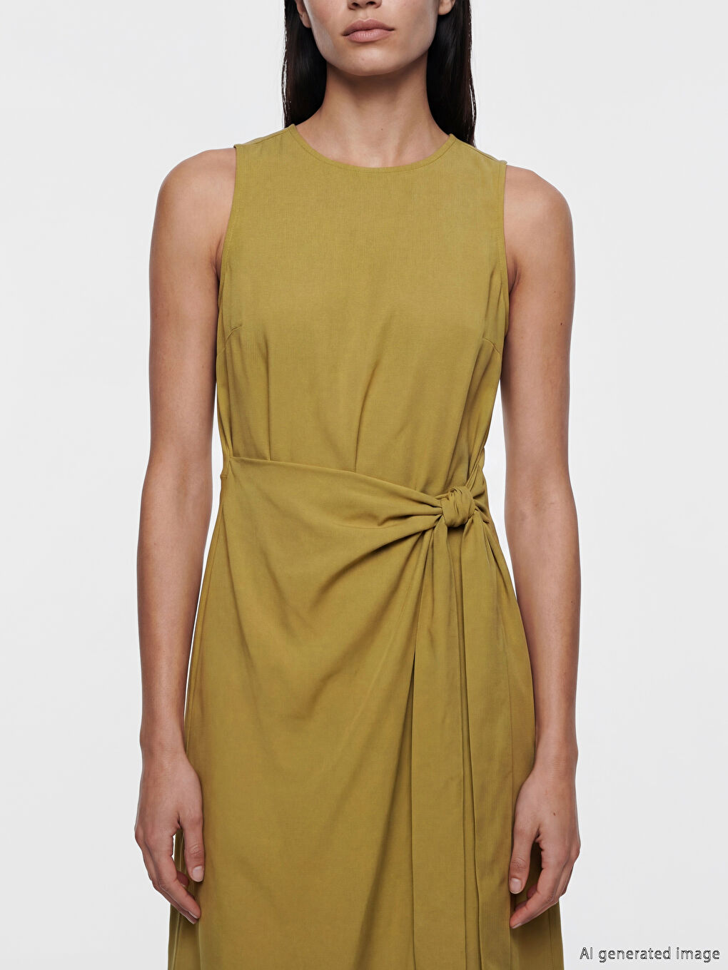 Rochie cu guler rotund și legare-2