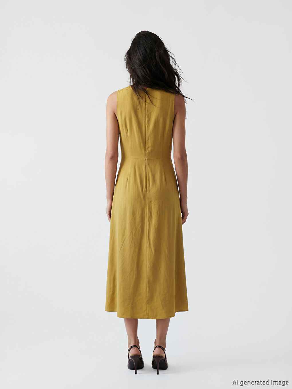 Rochie cu guler rotund și legare-3