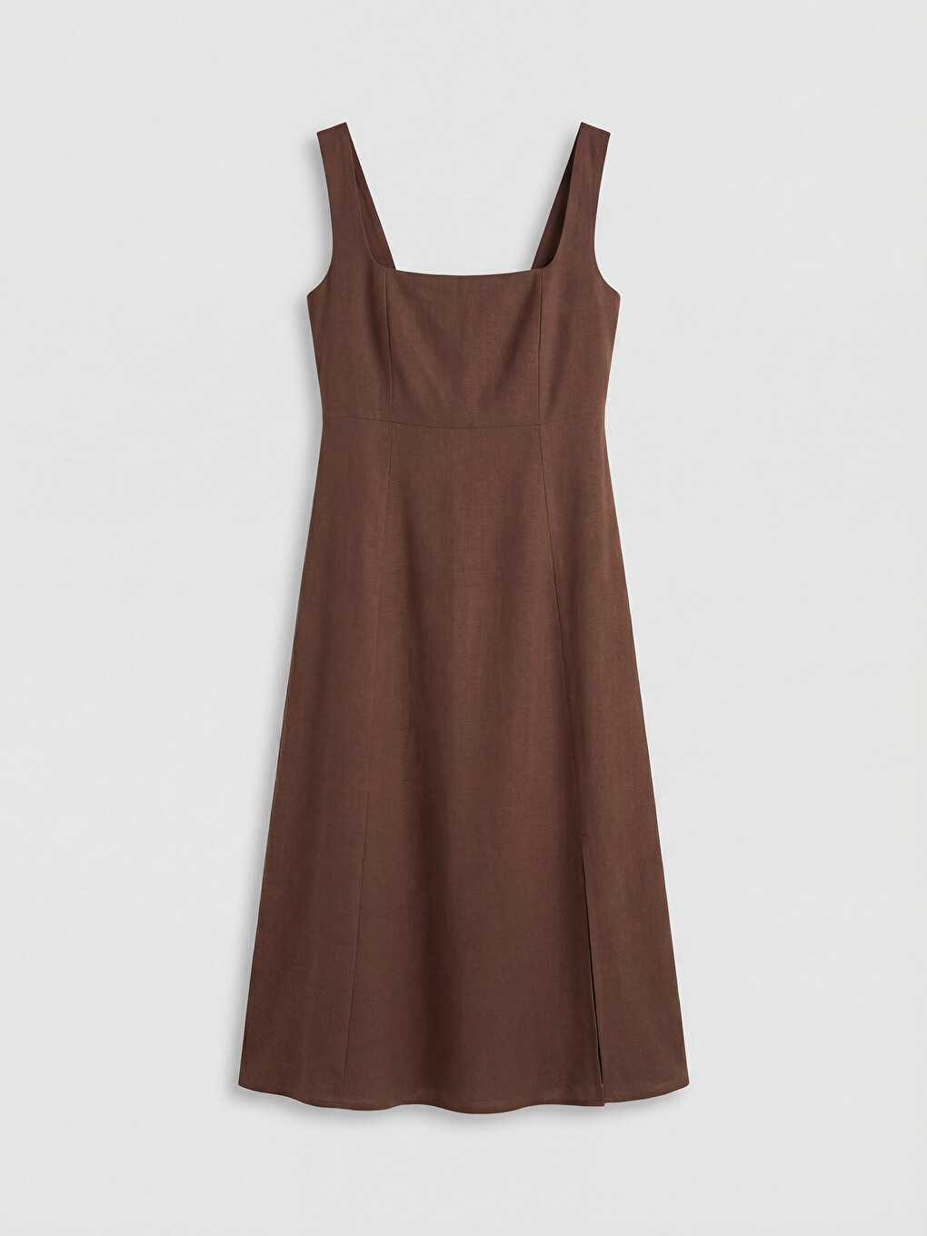Square Neck Linen Blend Dress-4