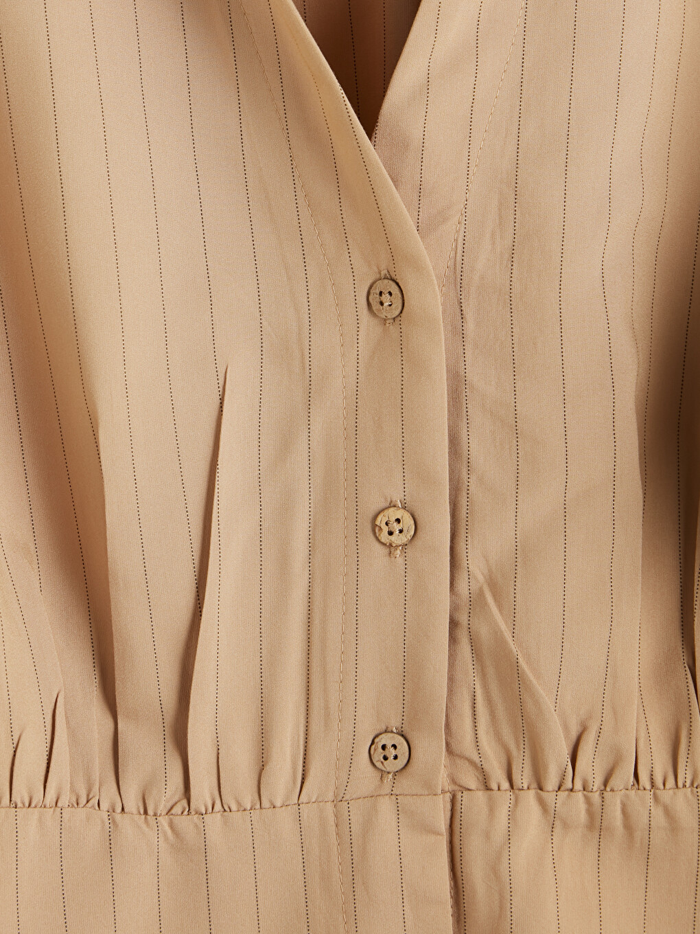 Striped Sash Ruched Shirt Dress-6