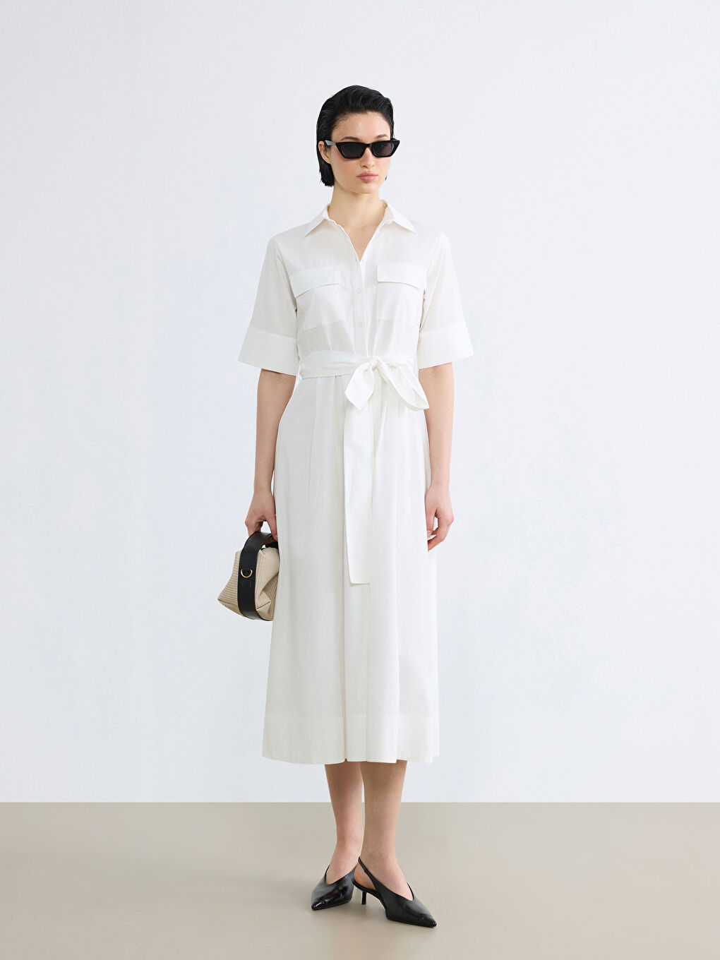 Woman WHITE Shirt Dress-1