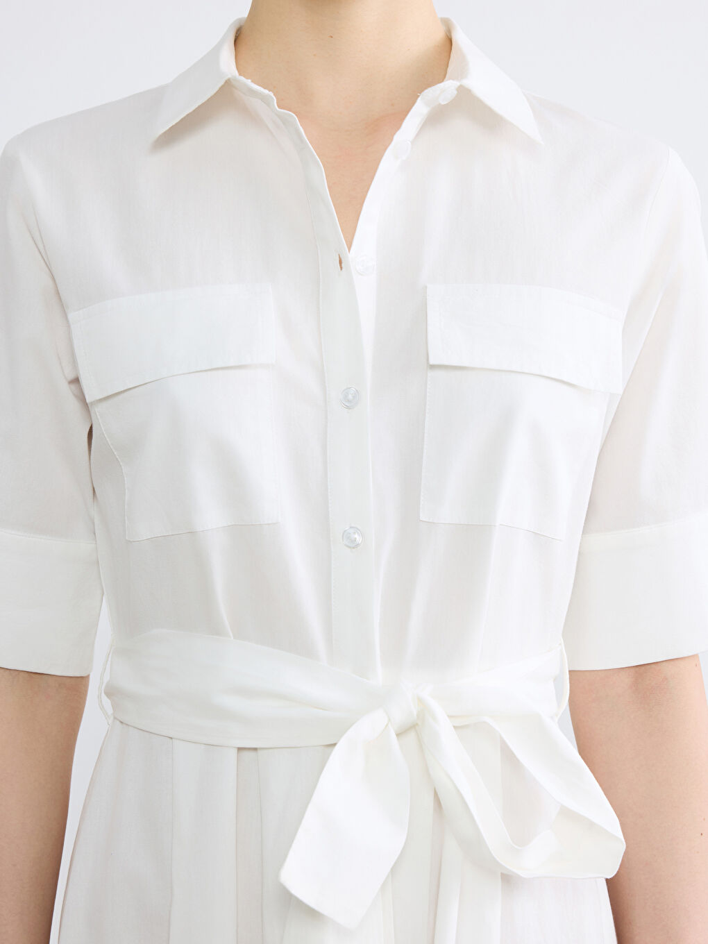 Woman WHITE Shirt Dress-2
