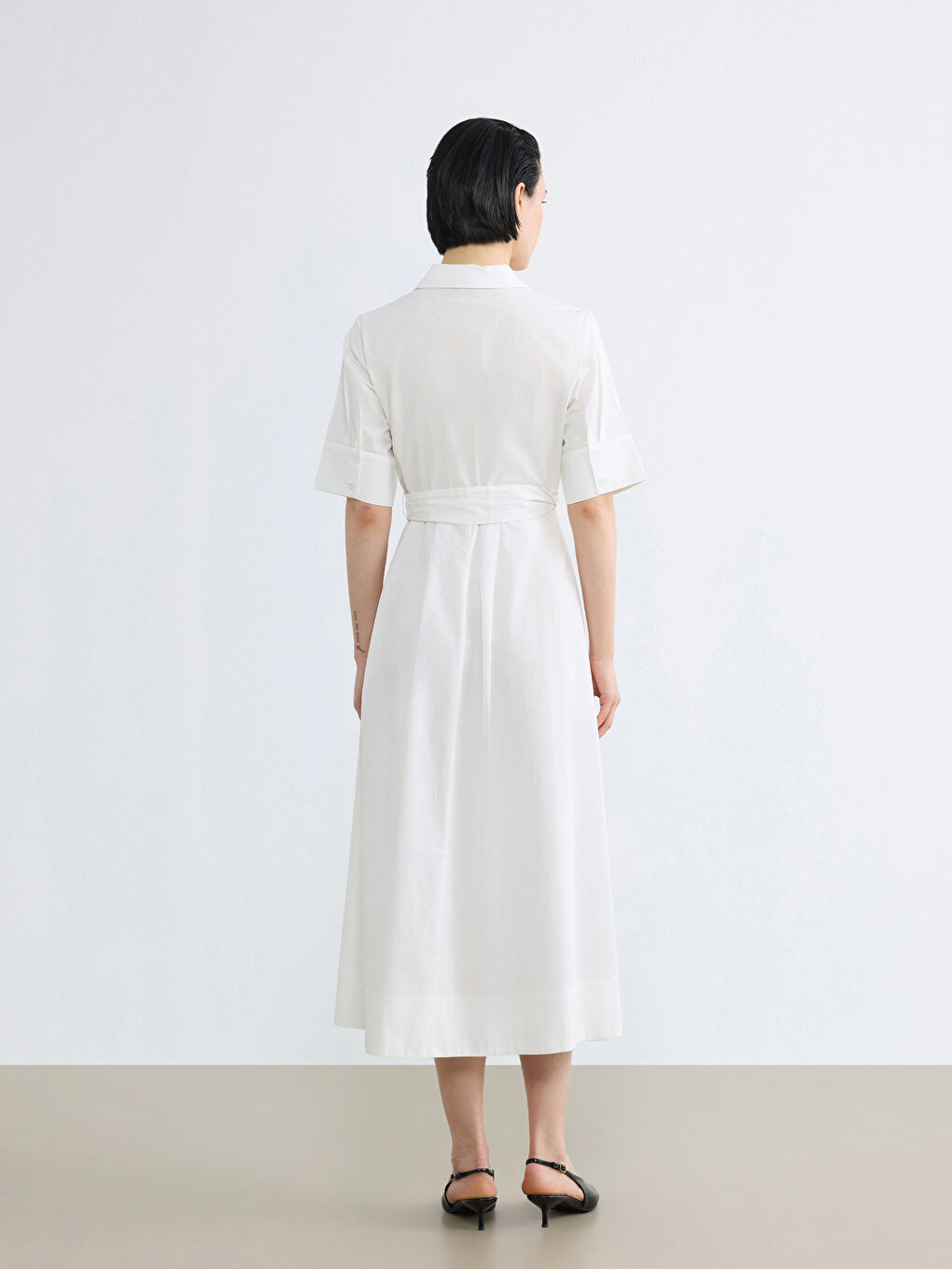 Woman WHITE Shirt Dress-3