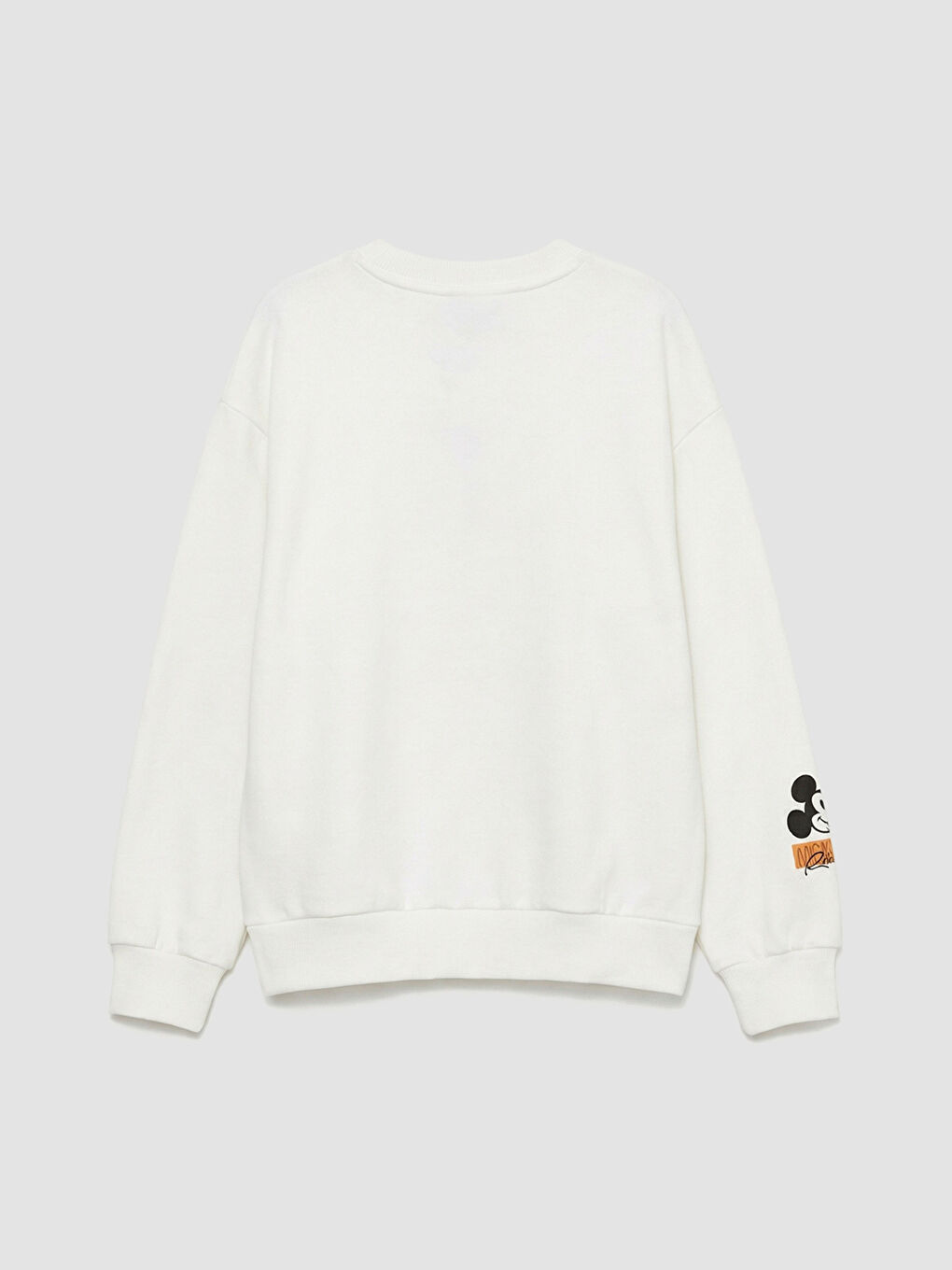 Ekru Mickey Mouse Baskılı Kız Çocuk Kalın Sweatshirt-1