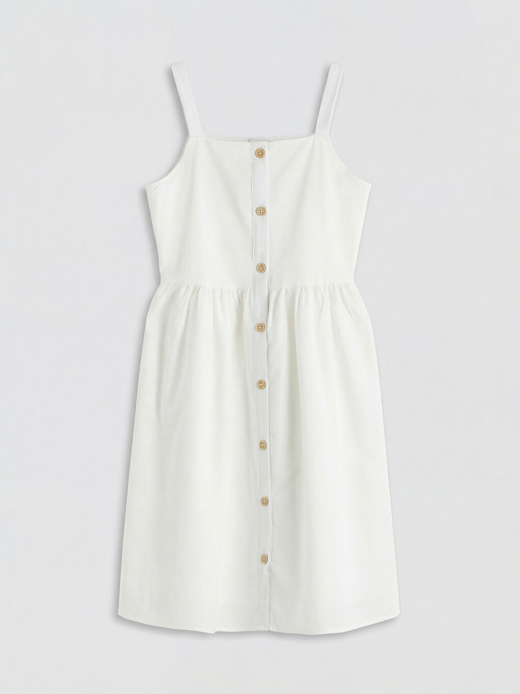 Square Neck Girls' Poplin Dress