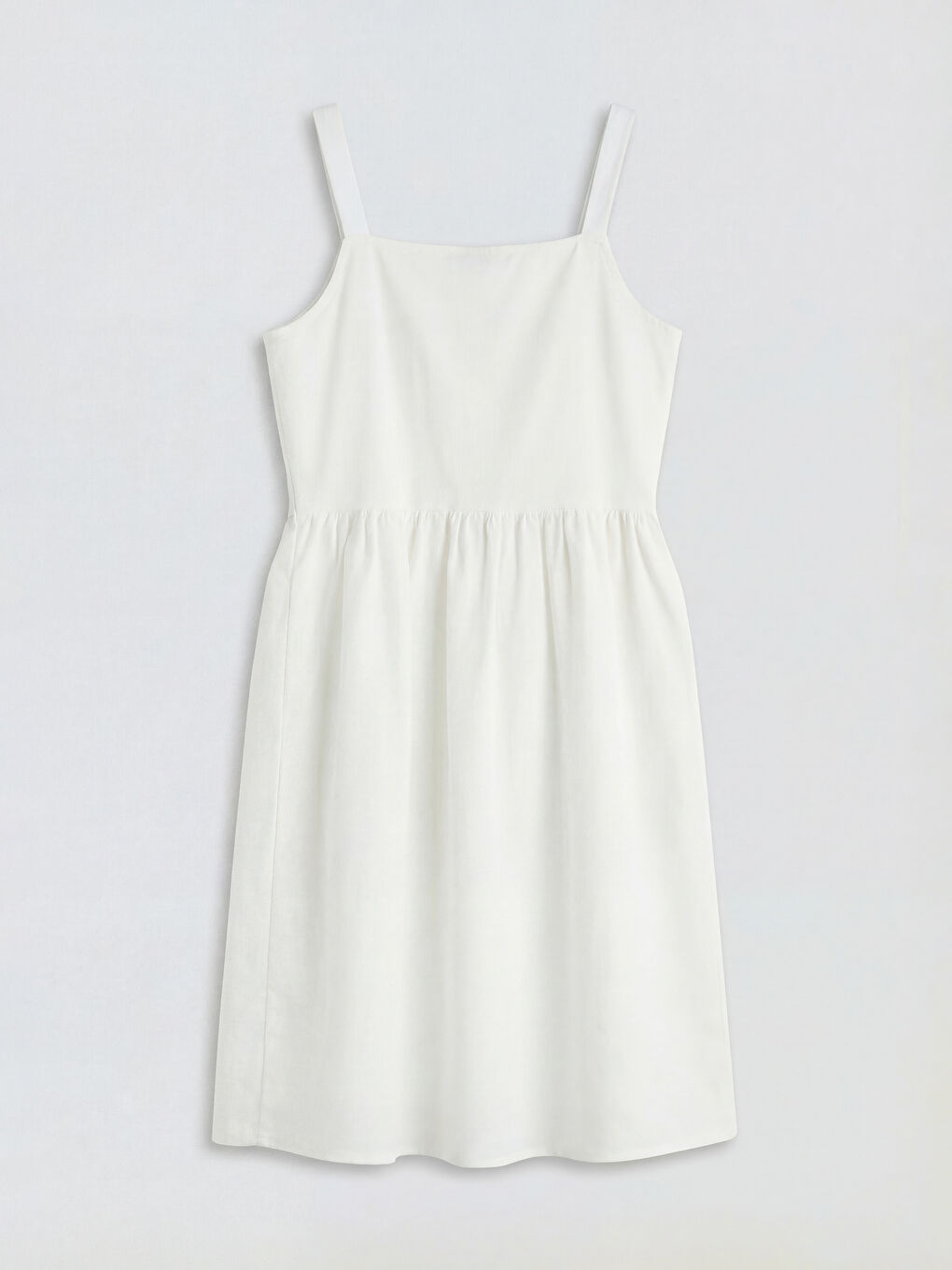 Square Neck Girls' Poplin Dress-1