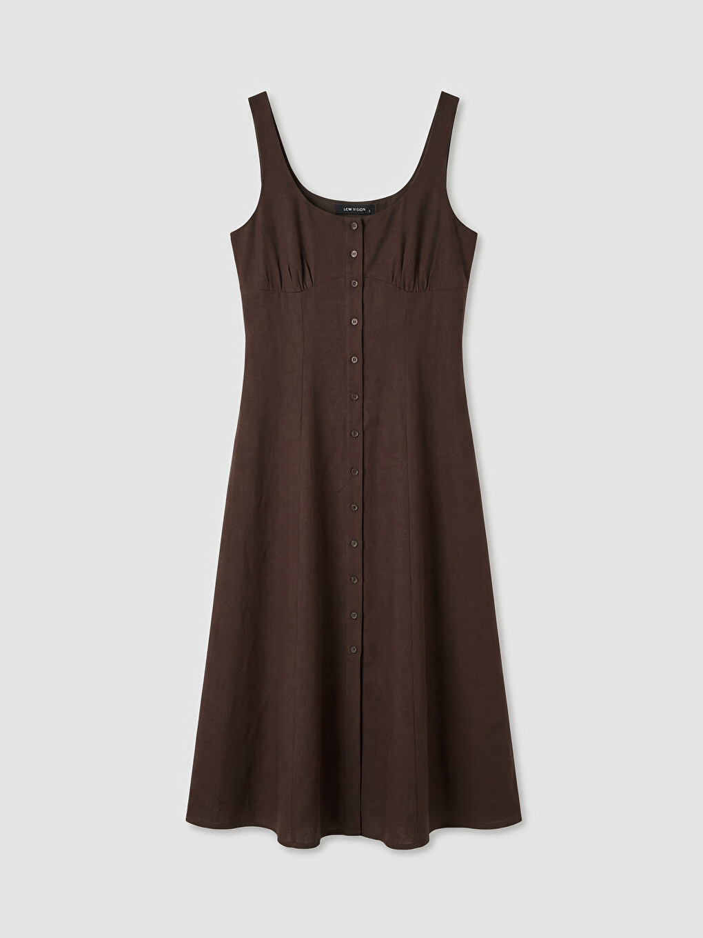 U Neck Linen Blend Dress-4