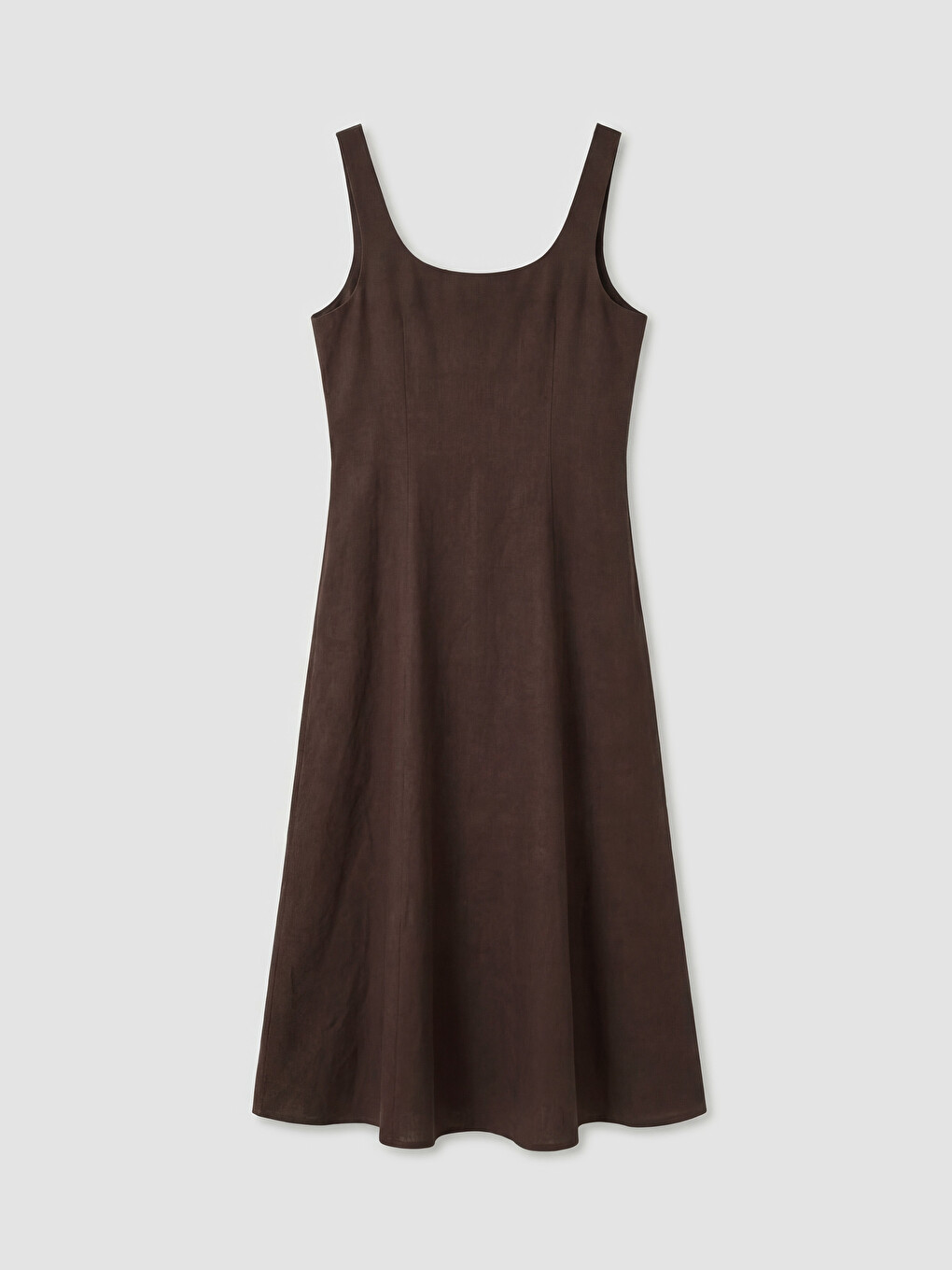 U Neck Linen Blend Dress-5