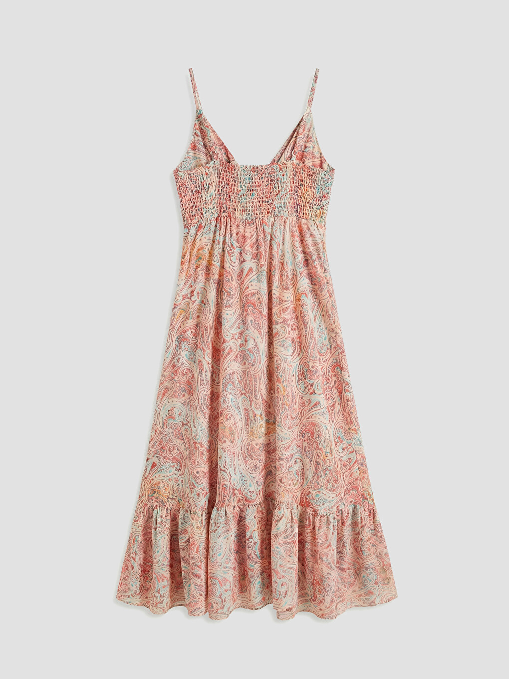 Damen V-Ausschnitt Gemustertes Riemchenkleid-4
