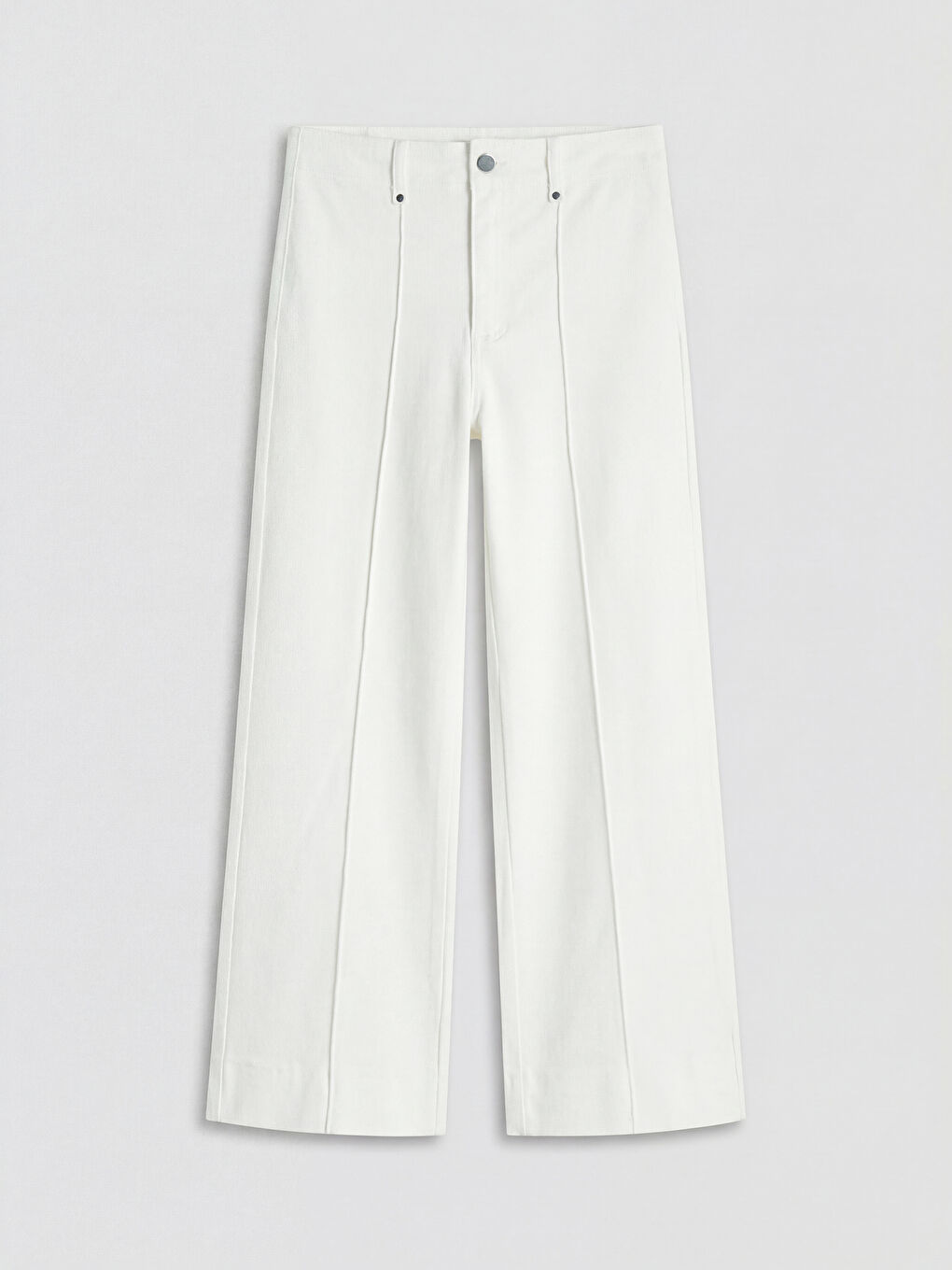 Ekru Wideleg Fit Kadın Jean Pantolon