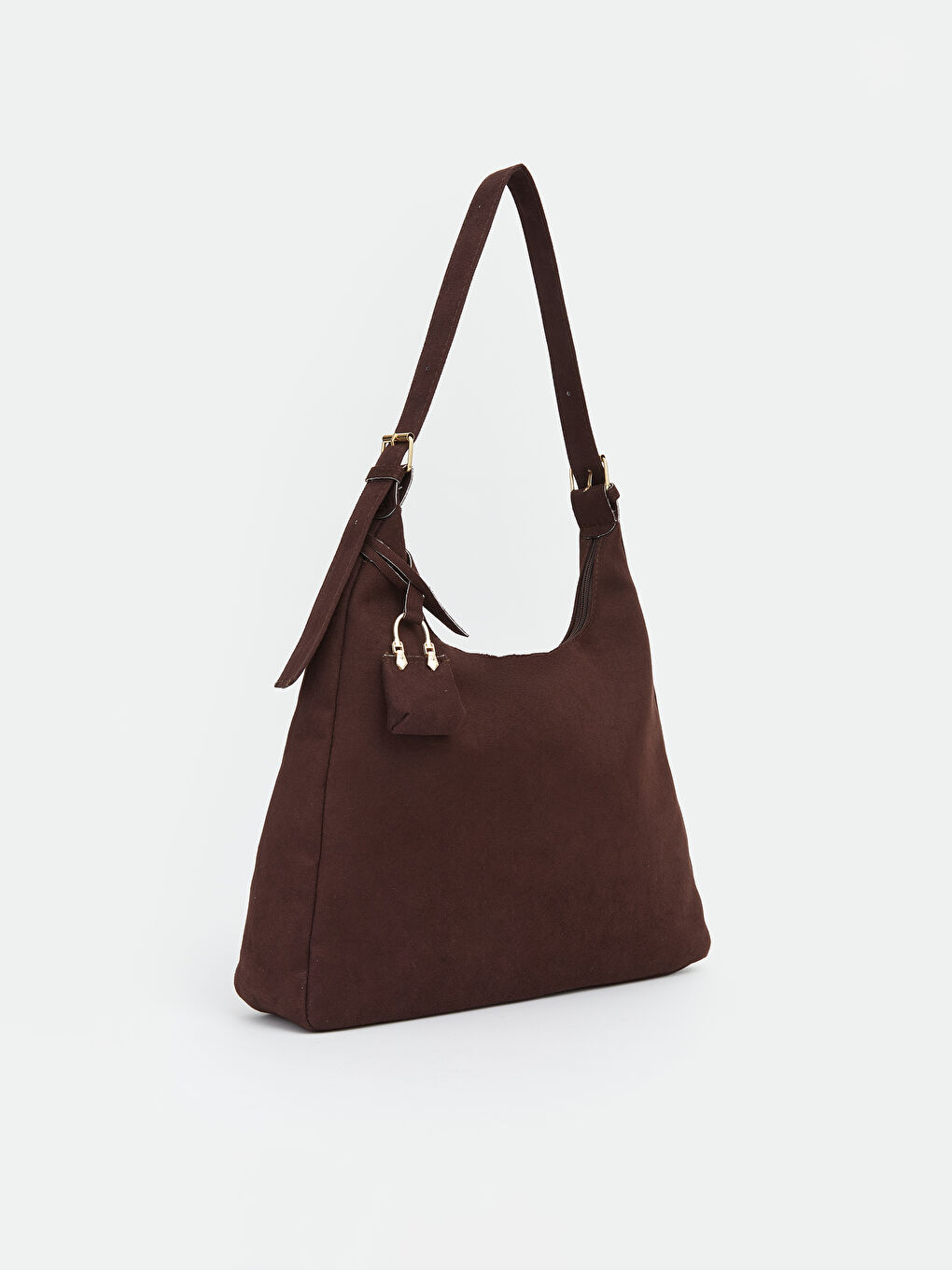 Kahverengi Süet Görünümlü Kadın Kol Çantası-1