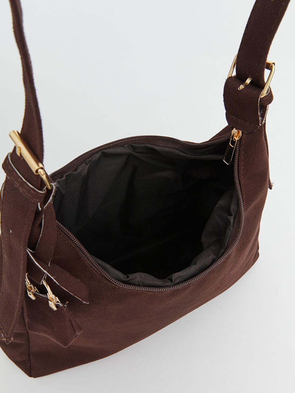 Kahverengi Süet Görünümlü Kadın Kol Çantası-4