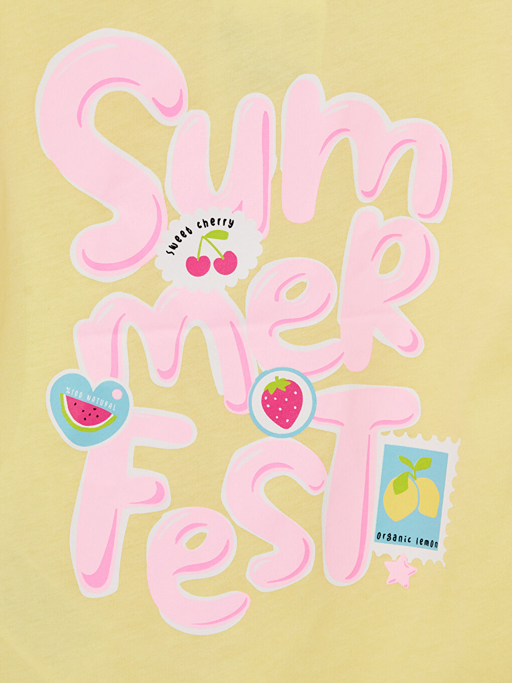 Sarı Bisiklet Yaka Baskılı Kız Çocuk Tişört-5