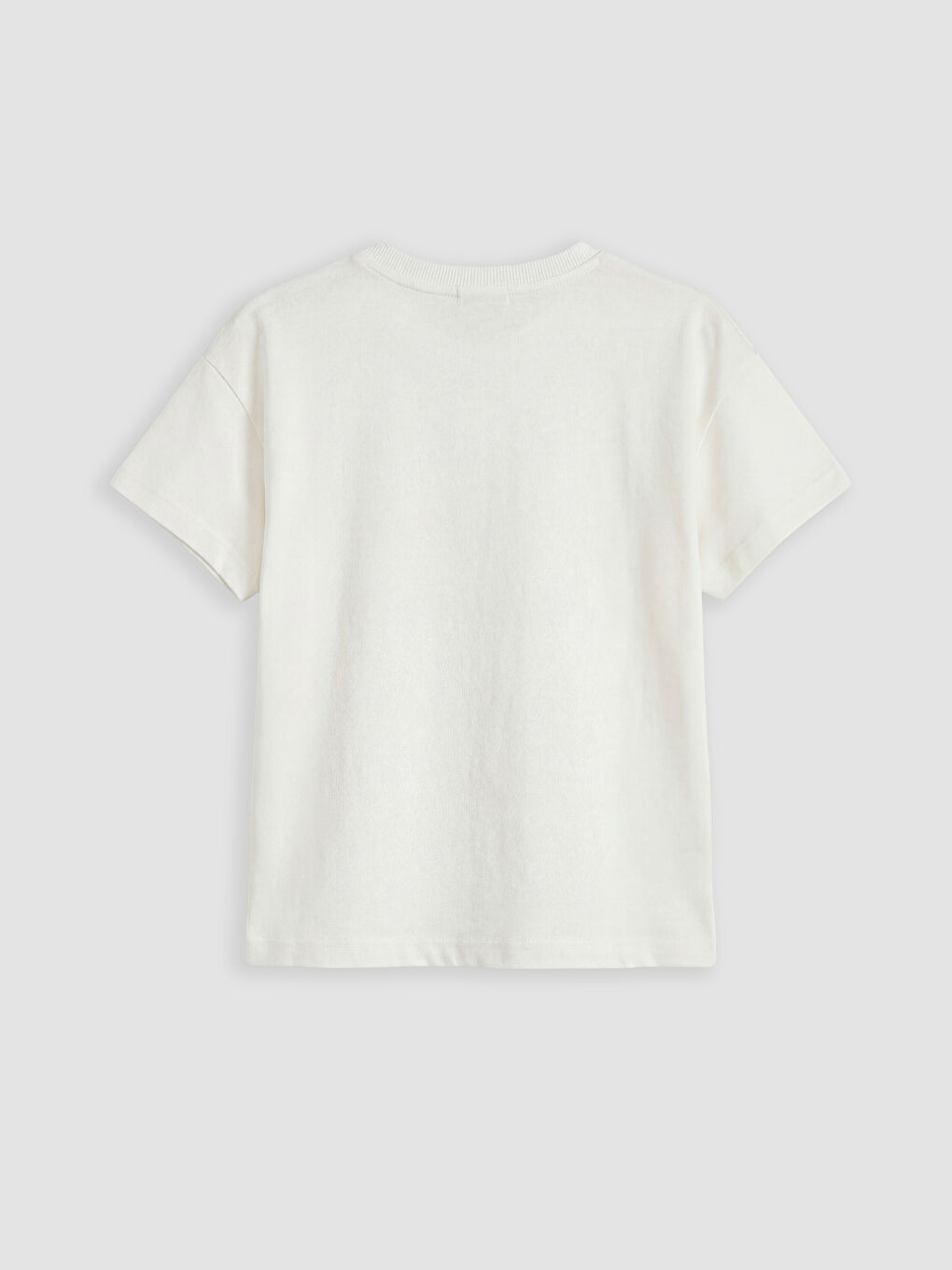 Ekru Bisiklet Yaka Baskılı Kız Çocuk Tişört-1