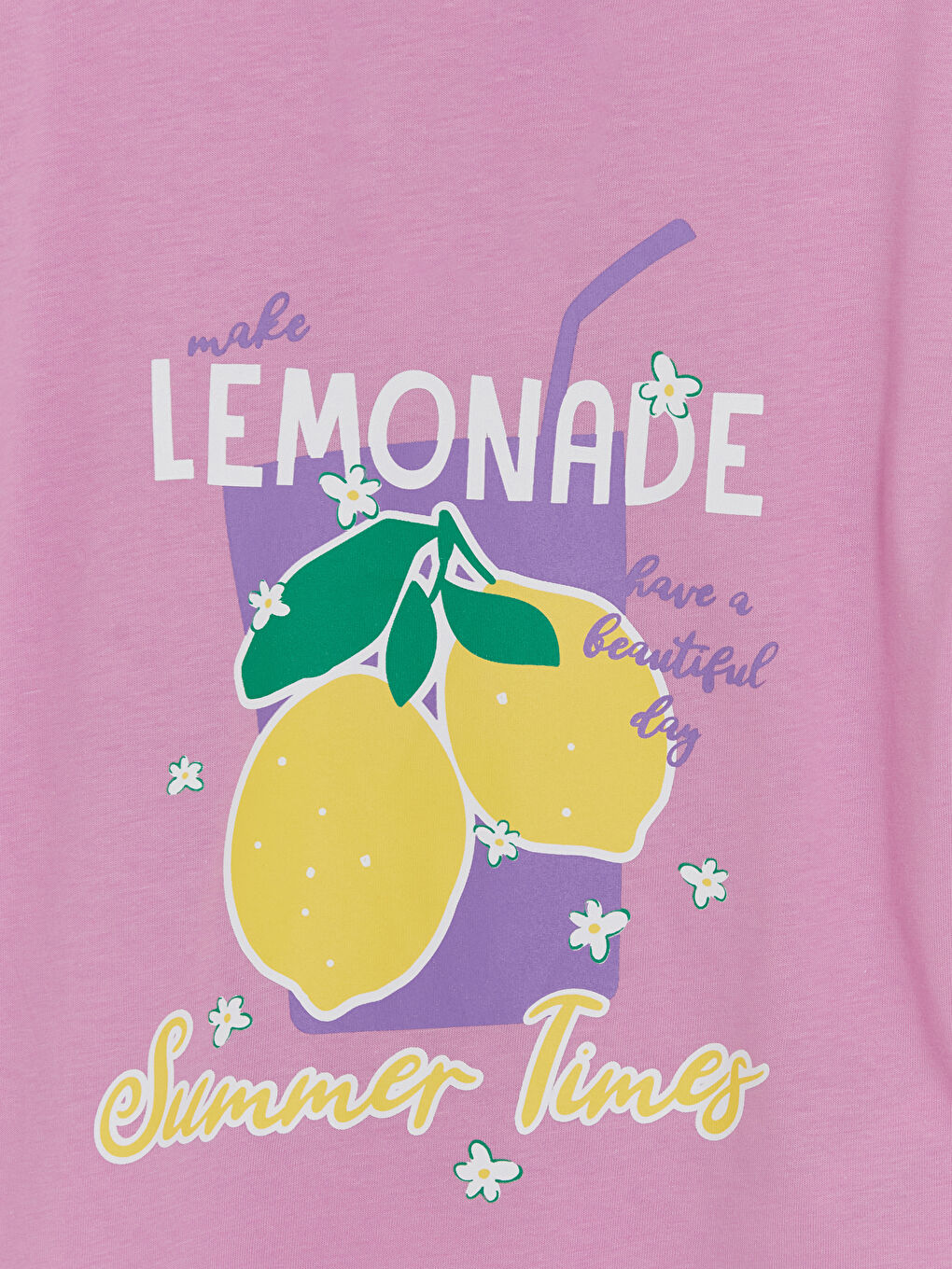 Lila Bisiklet Yaka Baskılı Kız Çocuk Tişört-2