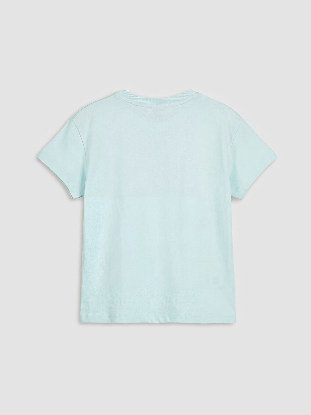 Turkuaz Bisiklet Yaka Nakışlı Kız Çocuk Tişört	-1