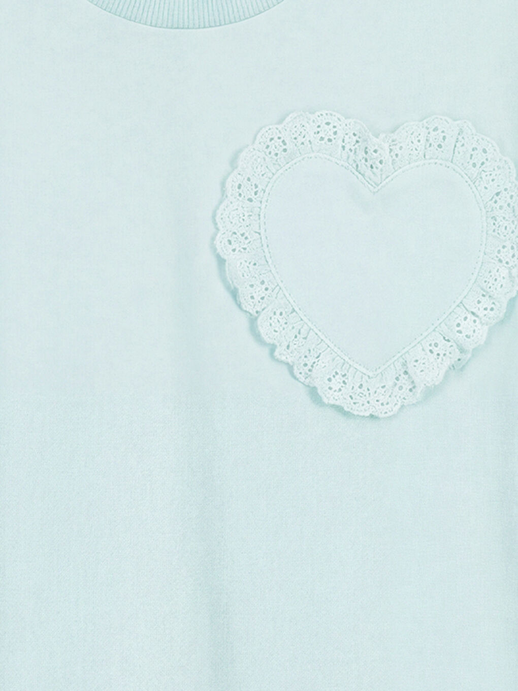 Turkuaz Bisiklet Yaka Nakışlı Kız Çocuk Tişört	-2