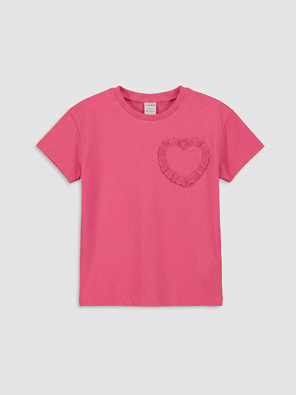 تي شيرت بناتي مطرز بياقة دائرية-1