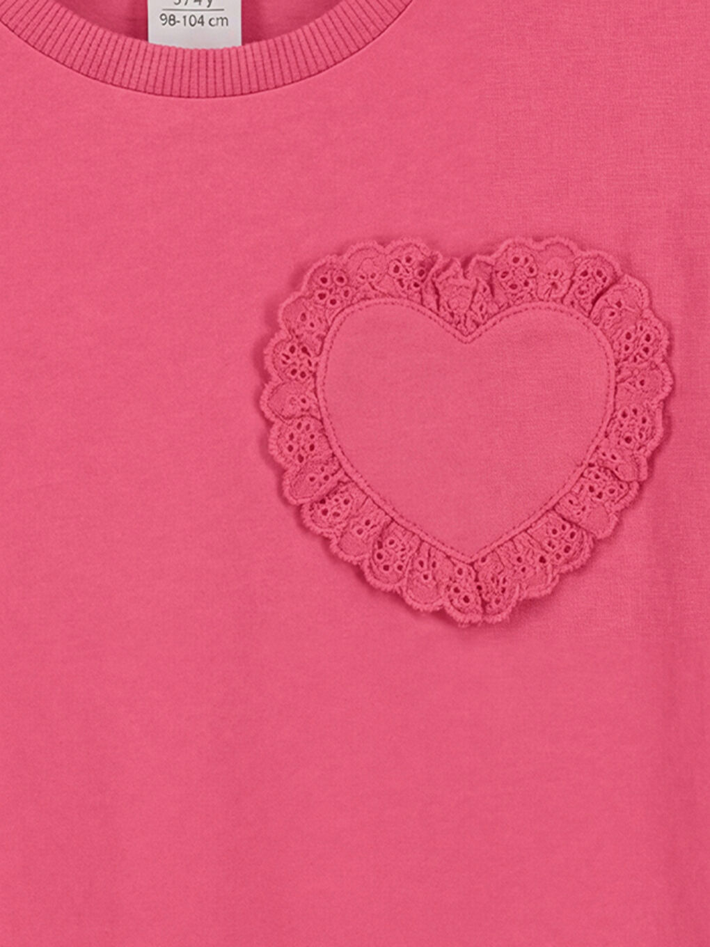 تي شيرت بناتي مطرز بياقة دائرية-3