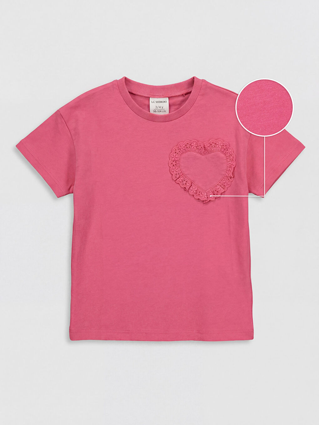 تي شيرت بناتي مطرز بياقة دائرية-4