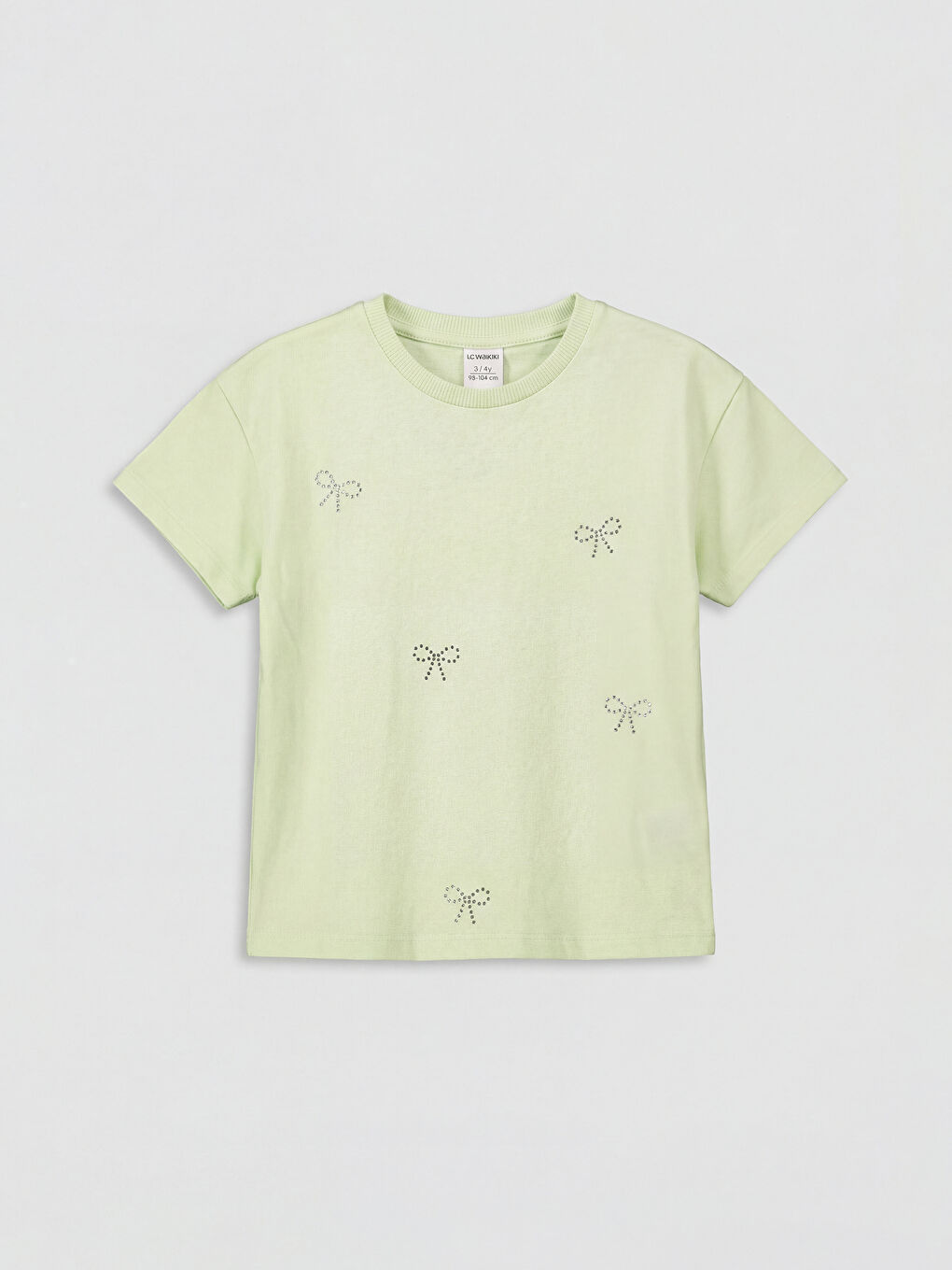 Yeşil Fiyonk Baskılı Kız Çocuk Tişört