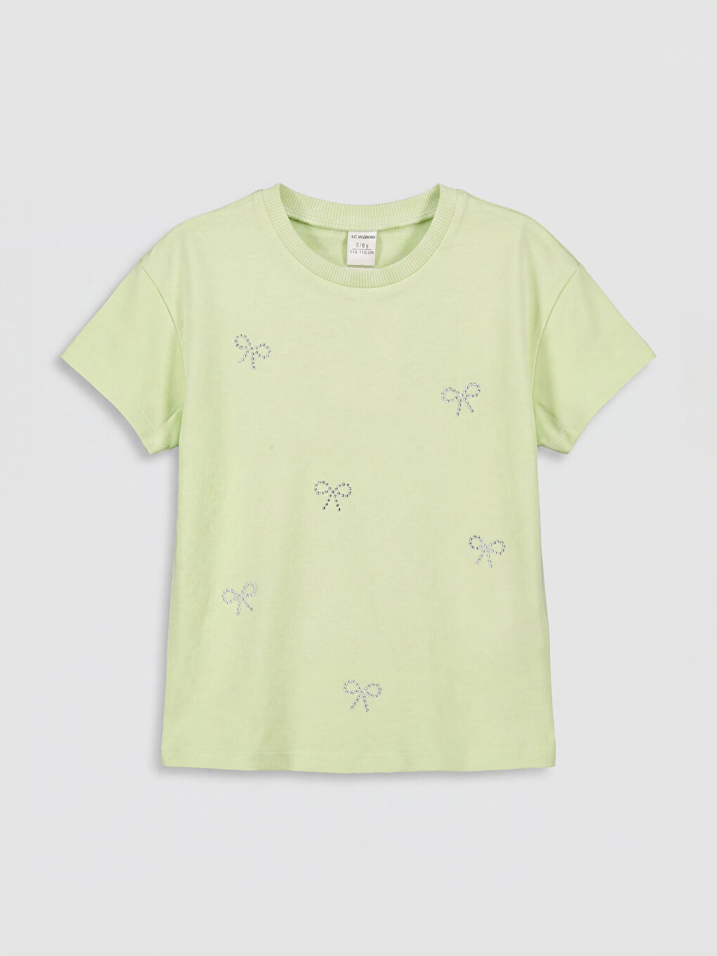 Fiyonk Baskılı Taşlı Kız Çocuk Tişört-2