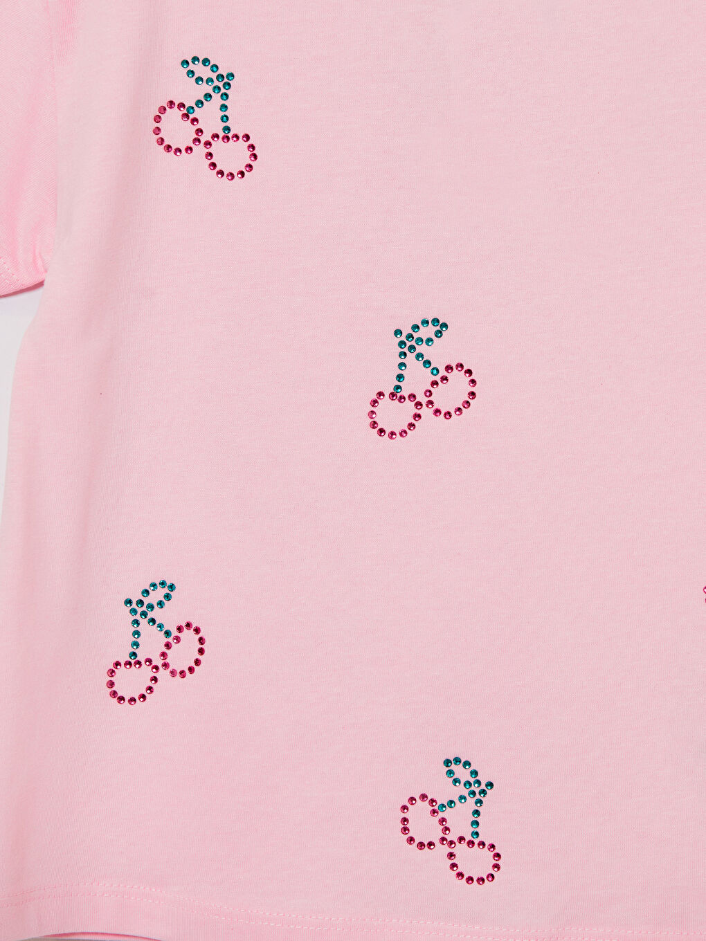 Футболка для девочек с принтом банта и стразами-5