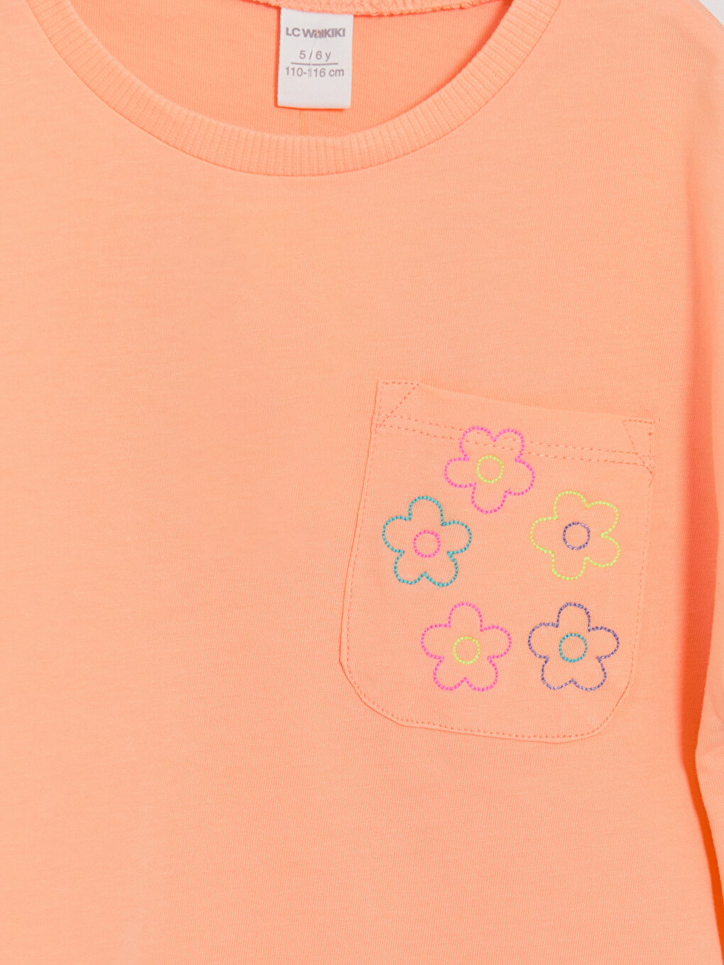 Crew Neck Embroidered Girls' T-Shirt-3