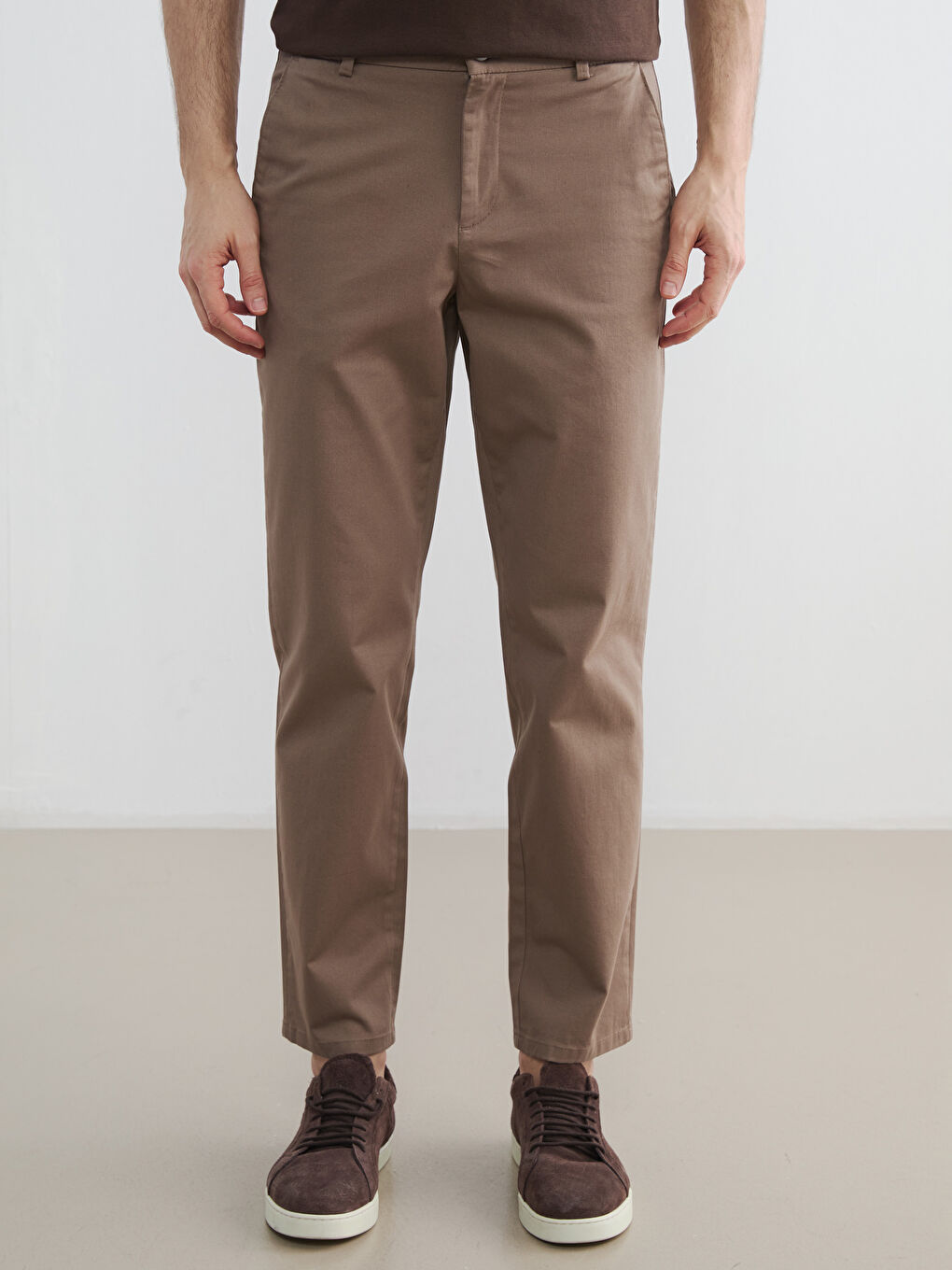 Kahverengi Slim Fit Erkek Pantolon-1