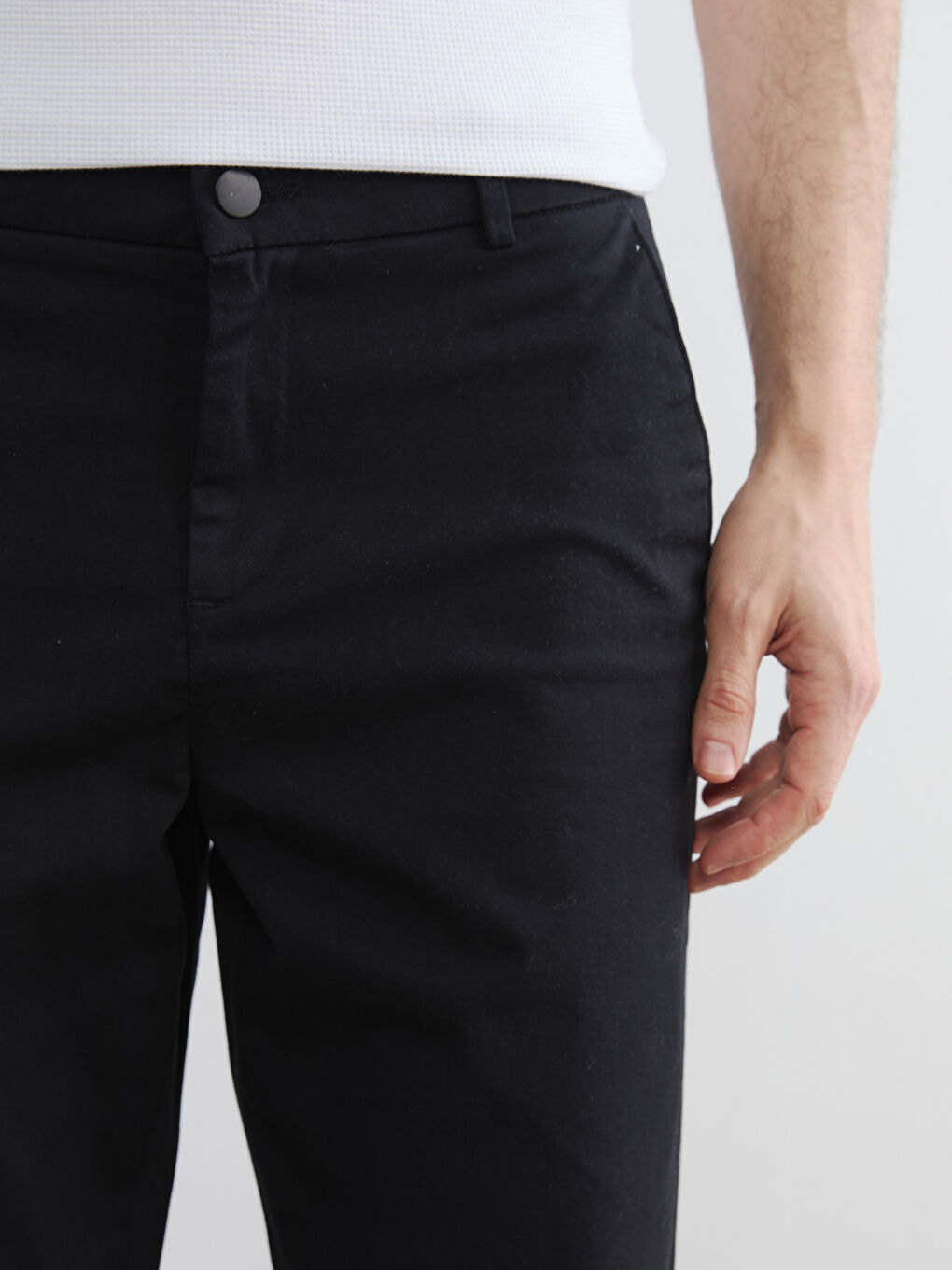 Siyah Slim Fit Gabardin Erkek Pantolon-2