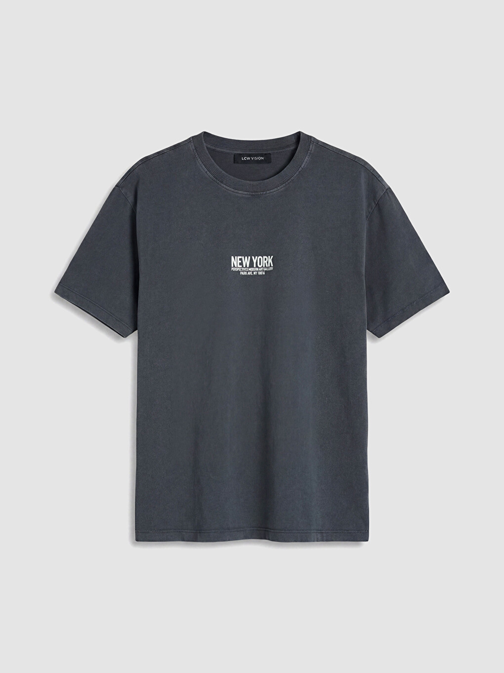 Gri New York Baskılı Oversize Kadın Tişört-4