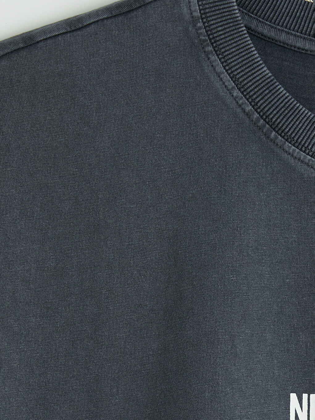 Gri New York Baskılı Oversize Kadın Tişört-6
