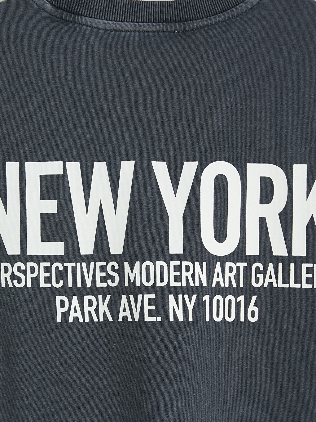 Gri New York Baskılı Oversize Kadın Tişört-7