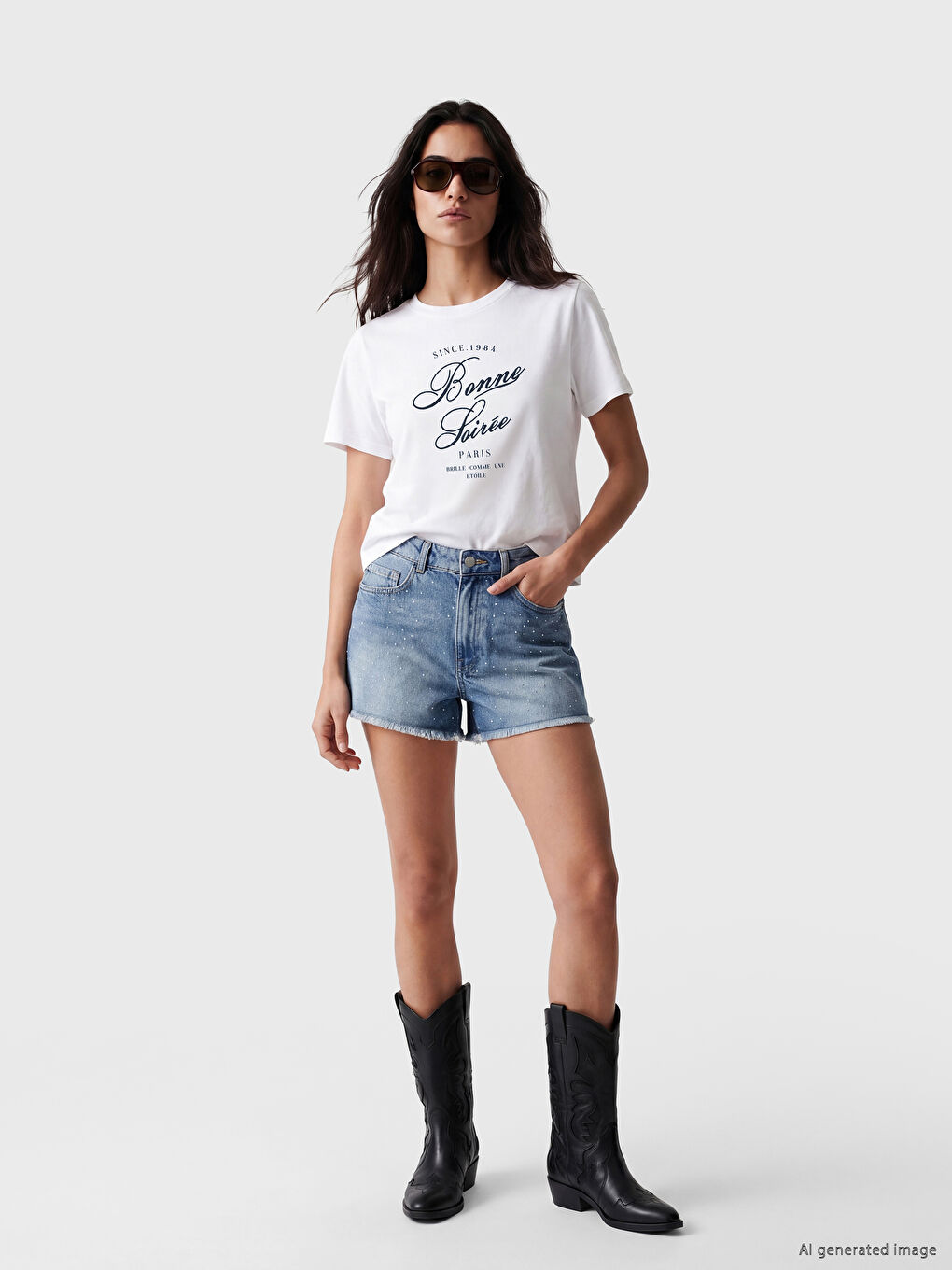 Crew Neck Paris Printed Women's T-Shirt-1