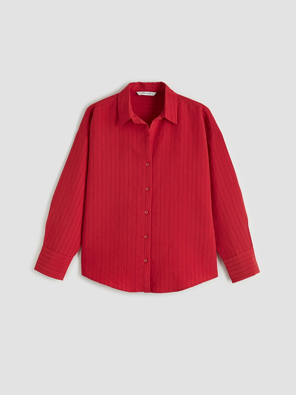 Kırmızı Çizgili Oversize Kadın Gömlek-4