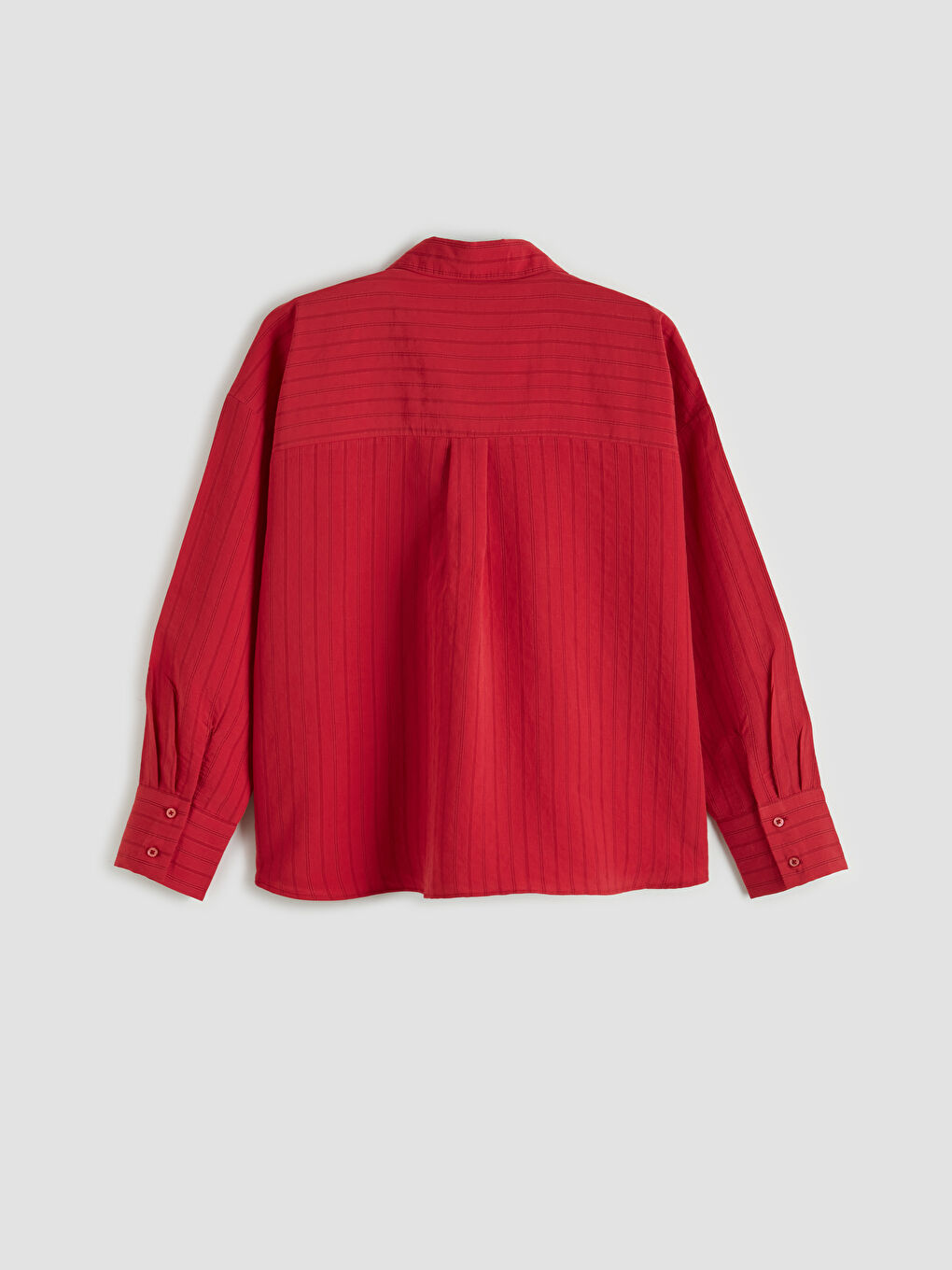 Kırmızı Çizgili Oversize Kadın Gömlek-5