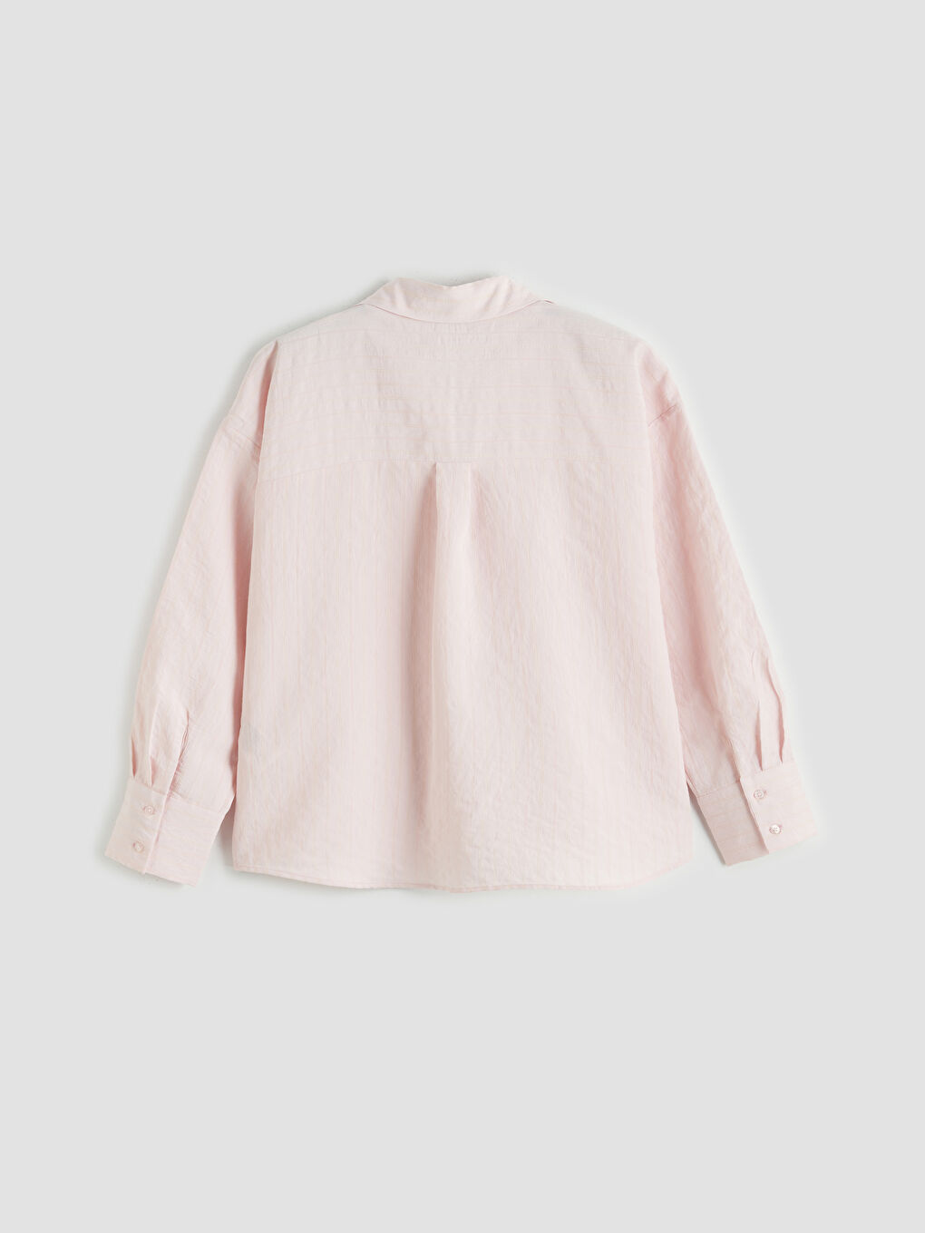 Pembe Çizgili Oversize Kadın Gömlek-1