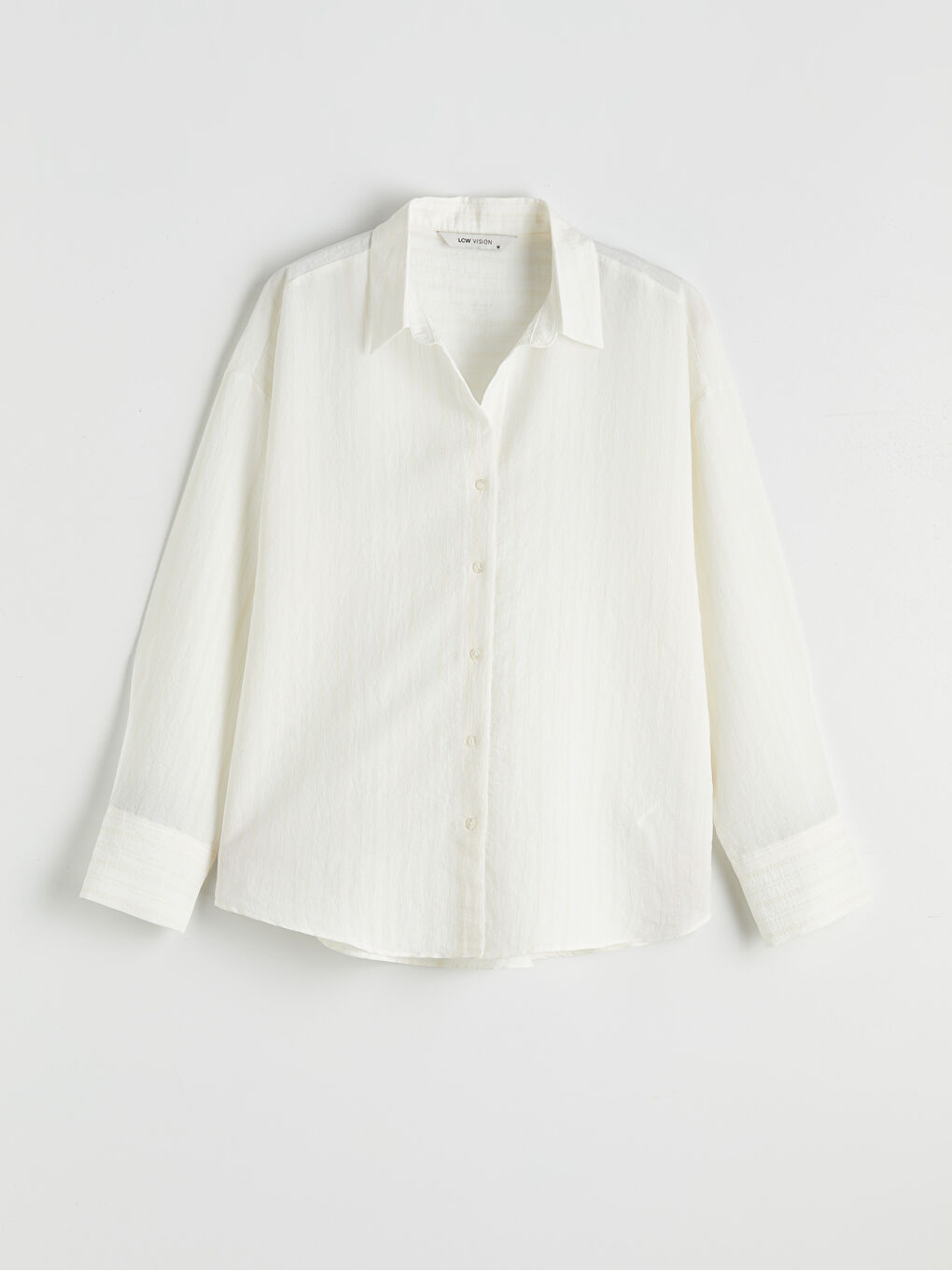 Ekru Çizgili Oversize Kadın Gömlek