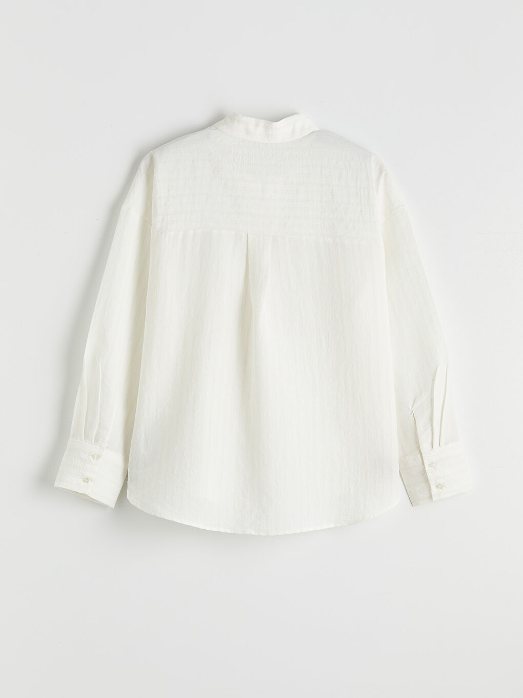 Ekru Çizgili Oversize Kadın Gömlek-1