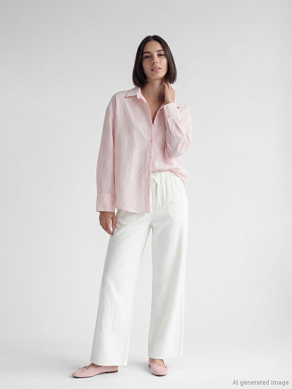 Pembe Çizgili Oversize Kadın Gömlek-1