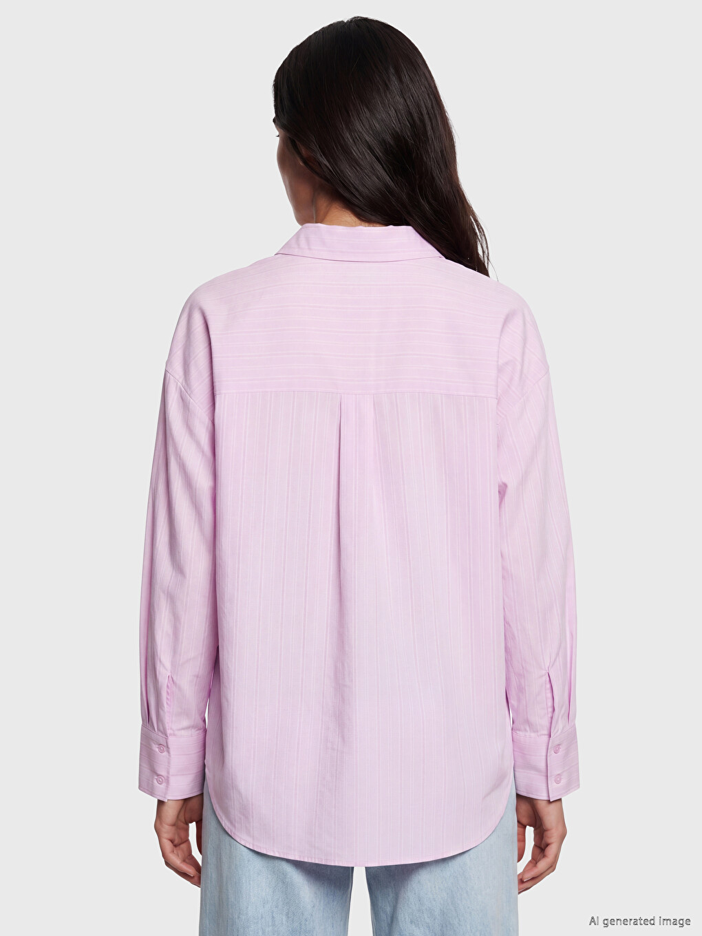 Këmishë Me Shirita Oversize Për Gra-3